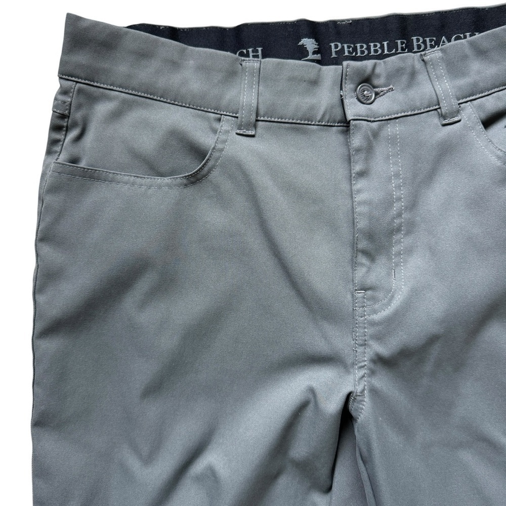 Pebble Beach Men's Slim-Fit Gray Chino Pants Size 32x32 Elastic Waist Stretch